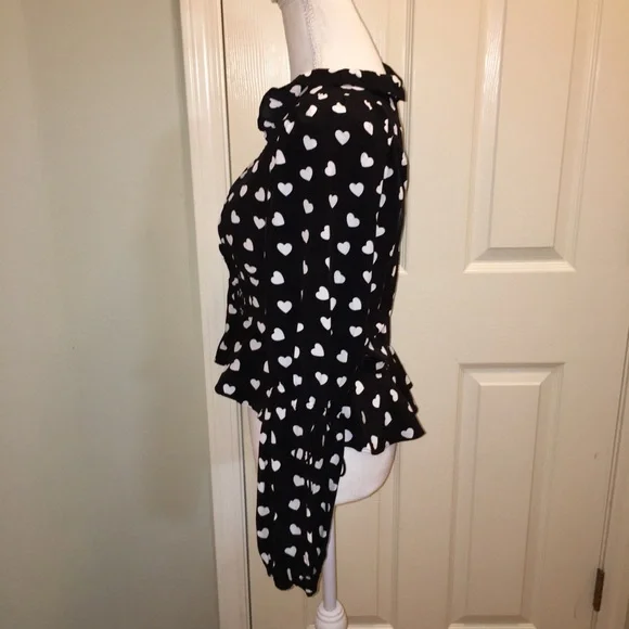 For Love & Lemons “Willow” Heart Print Peplum Top - Picture 11 of 12